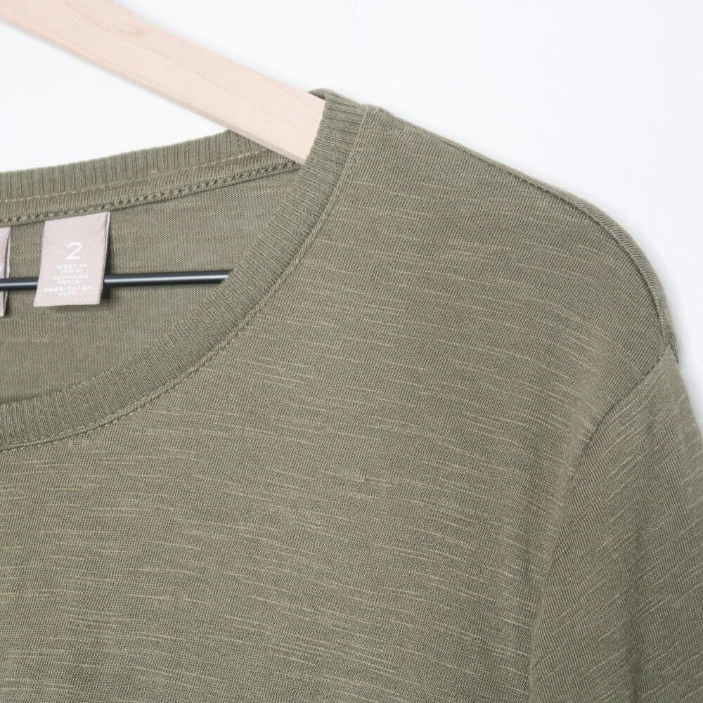 Chico's Womens 3/4 Sleeve T-Shirt Size 2 Large Olive Green Buttons Wrap Neutrals - Picture 8 of 10
